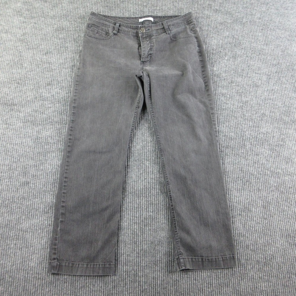 Lee Jeans Womens 14 Petite Gray Straight Slender Low Rise Stretch Denim 34x28.5*